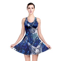 Christmas Silver Blue Star Ball Happy Kids Reversible Skater Dress