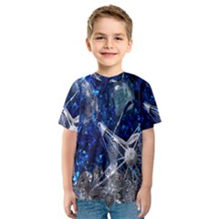 Christmas Silver Blue Star Ball Happy Kids Kids  Sport Mesh Tee