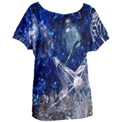 Christmas Silver Blue Star Ball Happy Kids Women s Oversized Tee