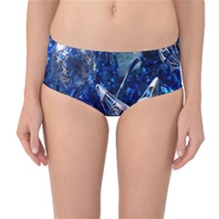 Christmas Silver Blue Star Ball Happy Kids Mid-Waist Bikini Bottoms