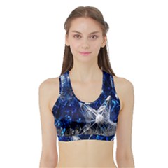 Christmas Silver Blue Star Ball Happy Kids Sports Bra with Border