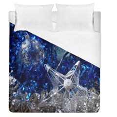 Christmas Silver Blue Star Ball Happy Kids Duvet Cover (Queen Size)