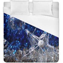 Christmas Silver Blue Star Ball Happy Kids Duvet Cover (King Size)