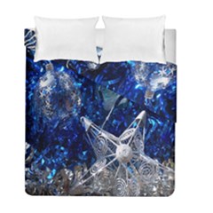 Christmas Silver Blue Star Ball Happy Kids Duvet Cover Double Side (Full/ Double Size)