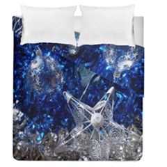 Christmas Silver Blue Star Ball Happy Kids Duvet Cover Double Side (Queen Size)