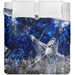 Christmas Silver Blue Star Ball Happy Kids Duvet Cover Double Side (King Size)