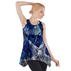 Christmas Silver Blue Star Ball Happy Kids Side Drop Tank Tunic