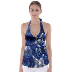 Christmas Silver Blue Star Ball Happy Kids Babydoll Tankini Top