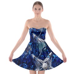 Christmas Silver Blue Star Ball Happy Kids Strapless Bra Top Dress