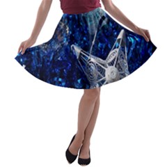 Christmas Silver Blue Star Ball Happy Kids A-line Skater Skirt