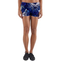 Christmas Silver Blue Star Ball Happy Kids Yoga Shorts