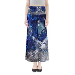 Christmas Silver Blue Star Ball Happy Kids Full Length Maxi Skirt