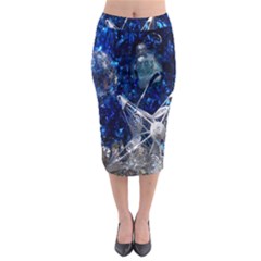 Christmas Silver Blue Star Ball Happy Kids Midi Pencil Skirt