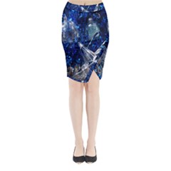 Christmas Silver Blue Star Ball Happy Kids Midi Wrap Pencil Skirt