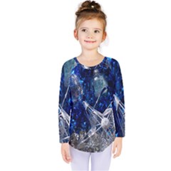 Christmas Silver Blue Star Ball Happy Kids Kids  Long Sleeve Tee