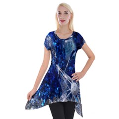 Christmas Silver Blue Star Ball Happy Kids Short Sleeve Side Drop Tunic