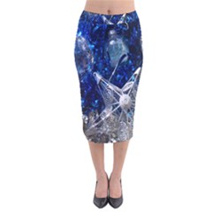 Christmas Silver Blue Star Ball Happy Kids Velvet Midi Pencil Skirt