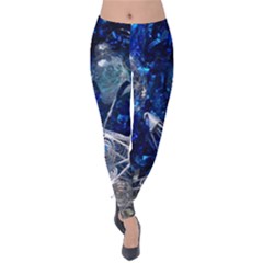 Christmas Silver Blue Star Ball Happy Kids Velvet Leggings