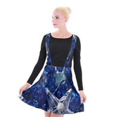 Christmas Silver Blue Star Ball Happy Kids Suspender Skater Skirt