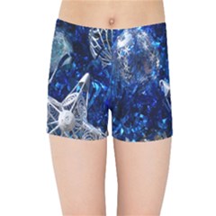 Christmas Silver Blue Star Ball Happy Kids Kids Sports Shorts