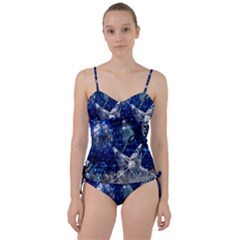 Christmas Silver Blue Star Ball Happy Kids Sweetheart Tankini Set