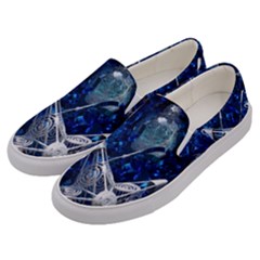 Christmas Silver Blue Star Ball Happy Kids Men s Canvas Slip Ons