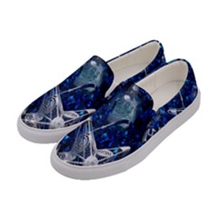 Christmas Silver Blue Star Ball Happy Kids Women s Canvas Slip Ons