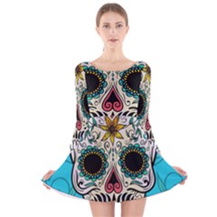 Sugar Skull New 2015 Long Sleeve Velvet Skater Dress