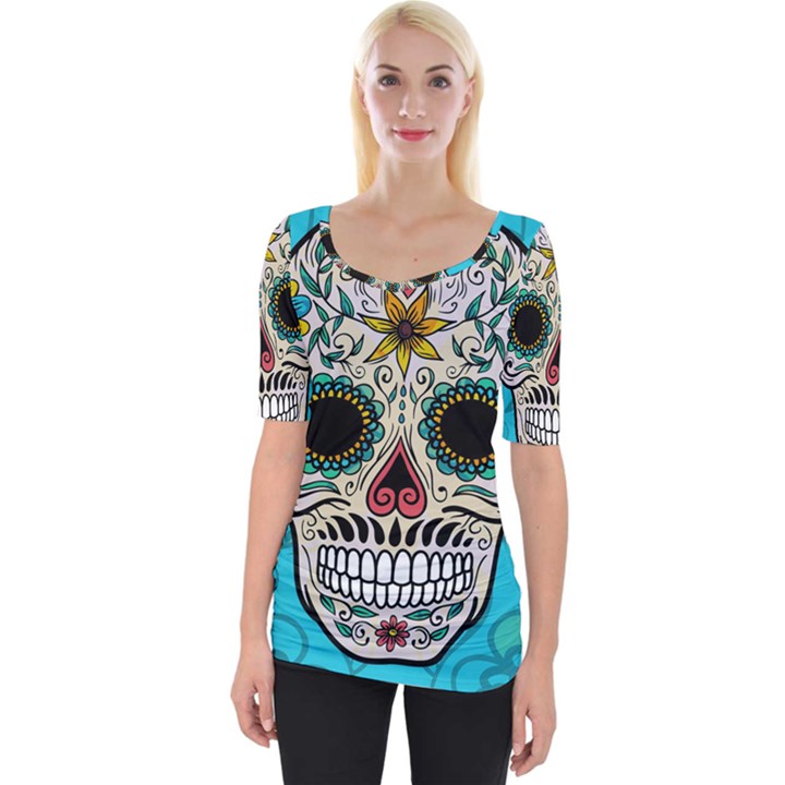 Sugar Skull New 2015 Wide Neckline Tee