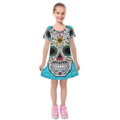 Sugar Skull New 2015 Kids  Short Sleeve Velvet Dress by crcustomgifts