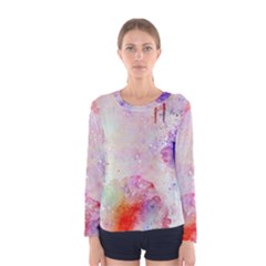 Watercolor Galaxy Purple Pattern Women s Long Sleeve Tee