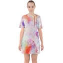 Watercolor Galaxy Purple Pattern Sixties Short Sleeve Mini Dress View1