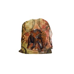 Steampunk, Steampunk Elephant With Clocks And Gears Drawstring Pouches (small)  by FantasyWorld7