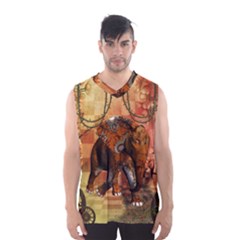 Steampunk, Steampunk Elephant With Clocks And Gears Men s Basketball Tank Top by FantasyWorld7