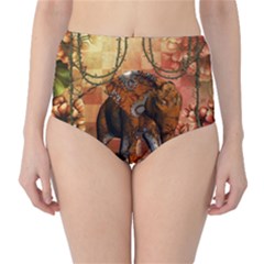 Steampunk, Steampunk Elephant With Clocks And Gears High-waist Bikini Bottoms by FantasyWorld7