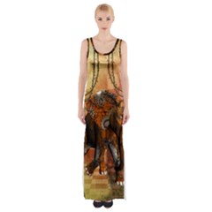 Steampunk, Steampunk Elephant With Clocks And Gears Maxi Thigh Split Dress by FantasyWorld7