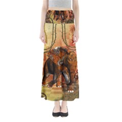 Steampunk, Steampunk Elephant With Clocks And Gears Full Length Maxi Skirt by FantasyWorld7