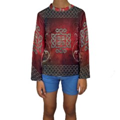 The Celtic Knot With Floral Elements Kids  Long Sleeve Swimwear by FantasyWorld7