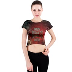 The Celtic Knot With Floral Elements Crew Neck Crop Top by FantasyWorld7