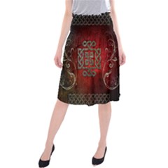 The Celtic Knot With Floral Elements Midi Beach Skirt by FantasyWorld7