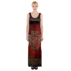 The Celtic Knot With Floral Elements Maxi Thigh Split Dress by FantasyWorld7