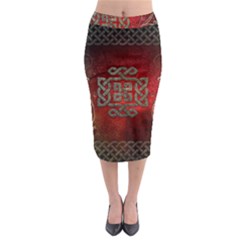 The Celtic Knot With Floral Elements Midi Pencil Skirt by FantasyWorld7