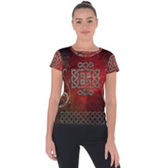 The Celtic Knot With Floral Elements Short Sleeve Sports Top  by FantasyWorld7