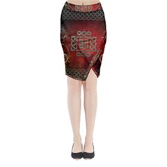 The Celtic Knot With Floral Elements Midi Wrap Pencil Skirt by FantasyWorld7