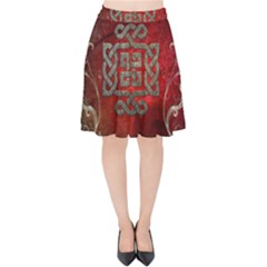 The Celtic Knot With Floral Elements Velvet High Waist Skirt by FantasyWorld7