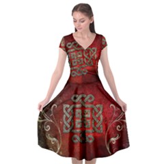 The Celtic Knot With Floral Elements Cap Sleeve Wrap Front Dress by FantasyWorld7