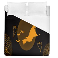 Day Hallowiin Ghost Bat Cobwebs Full Moon Spider Duvet Cover (queen Size) by Mariart