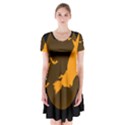 Day Hallowiin Ghost Bat Cobwebs Full Moon Spider Short Sleeve V-neck Flare Dress View1