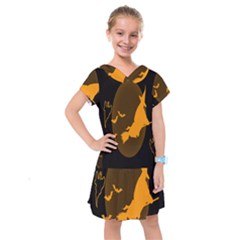 Day Hallowiin Ghost Bat Cobwebs Full Moon Spider Kids  Drop Waist Dress by Mariart