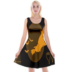 Day Hallowiin Ghost Bat Cobwebs Full Moon Spider Reversible Velvet Sleeveless Dress by Mariart